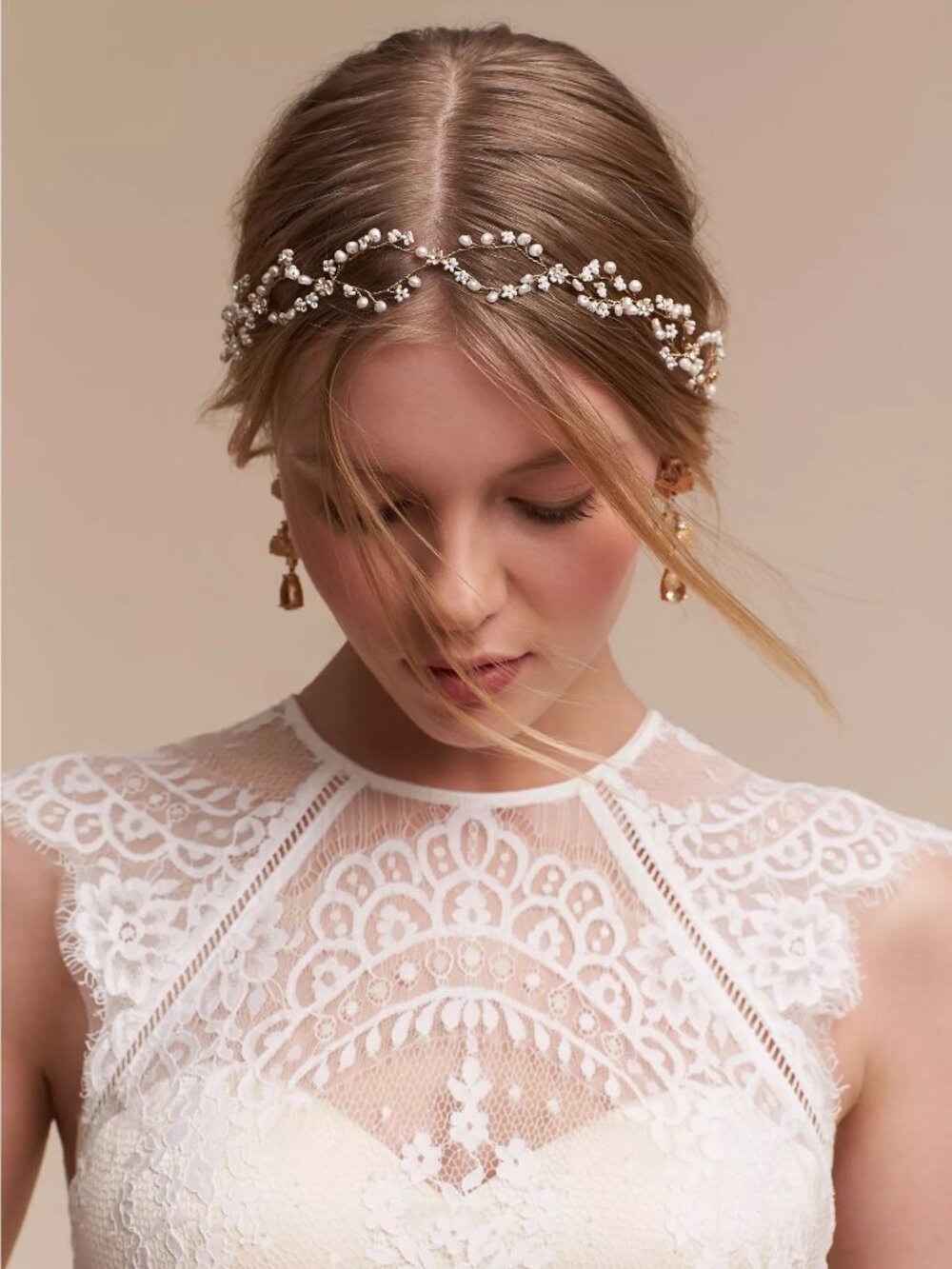Anthropologie Twigs & Honey Pearldrop Halo Headband